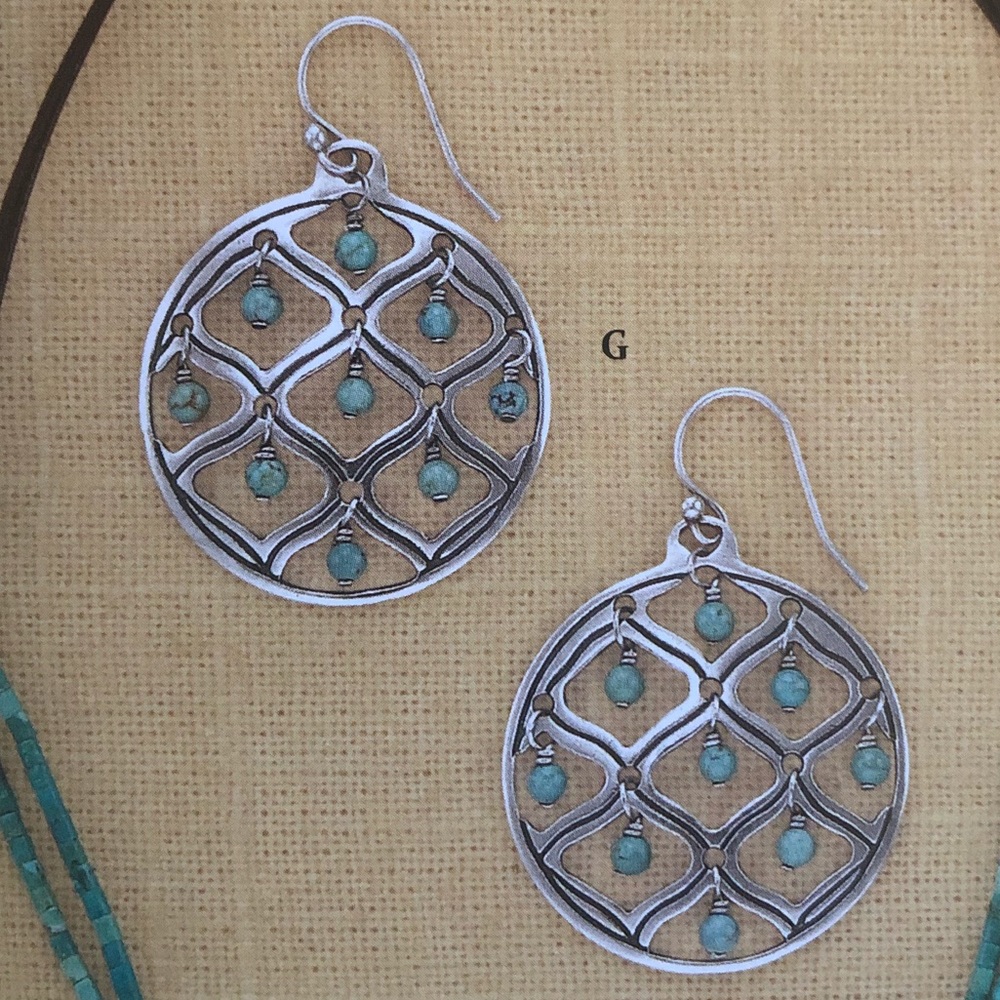 Silpada Sterling Silver Blue Green Howlite Earrings W1682 - Picture 3 of 10